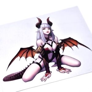 Sticker ✦ Fierce Dragon Goth Dragon Lady ✦ Strappy Outfit Weatherproof Vinyl